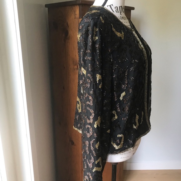 Vintage Giovanni Silk Beaded Blazer, Large - Picture 8 of 9